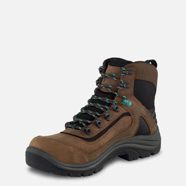 Brown / Turquoise Women's Red Wing Tradeswoman 6-inch Waterproof Work Boots | IE78065SH