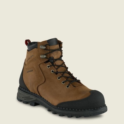 Brown / Black Men's Red Wing Burnside 6-inch Waterproof Safety Toe Boot Work Boots | IE84297NU