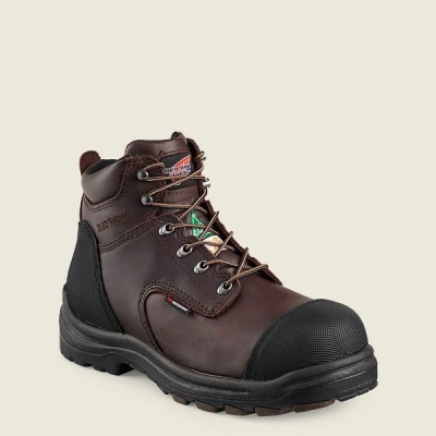 Brown / Black Men's Red Wing King Toe 6-inch Waterproof CSA Safety Toe Boots | IE96185HQ
