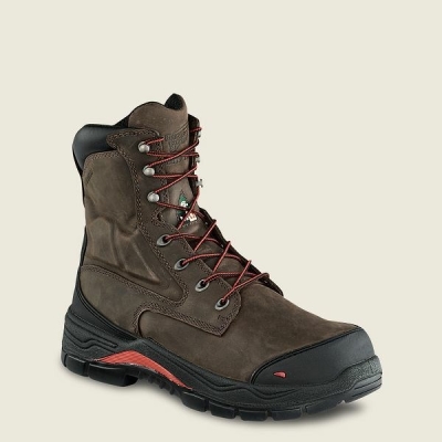 Brown / Black Men's Red Wing King Toe ADC 8-inch Waterproof CSA Metguard Safety Toe Boots | IE30724PJ