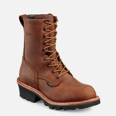 Brown Men's Red Wing LoggerMax 9-inch Waterproof Work Boots | IE51746NQ