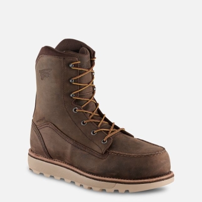 Brown Men's Red Wing Traction Tred Lite 8-inch Waterproof Safety Shoes | IE49650IM