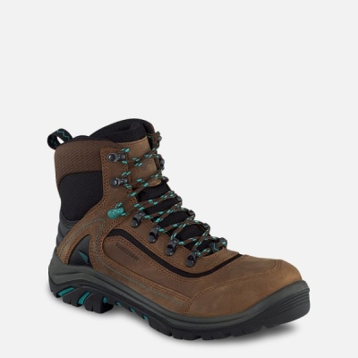 Brown / Turquoise Women's Red Wing Tradeswoman 6-inch Waterproof Waterproof Shoes | IE20965QY